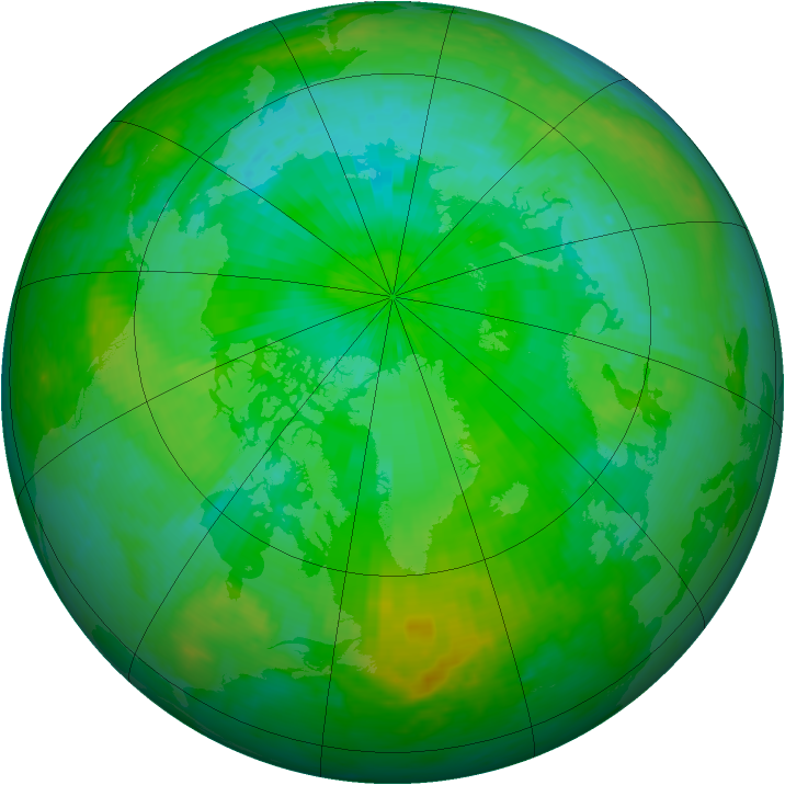 Arctic ozone map for 05 August 2003
